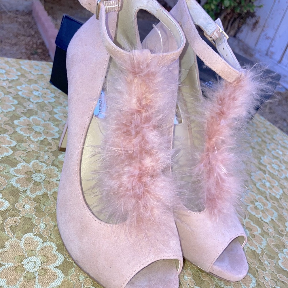 Blush Feather Open Toe Heel INC